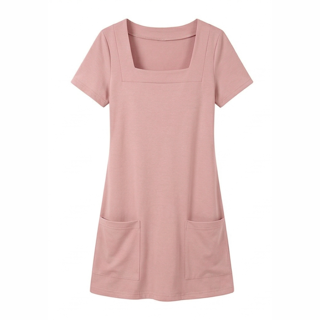 Square Neck Bodycon Mini Dress with Pockets