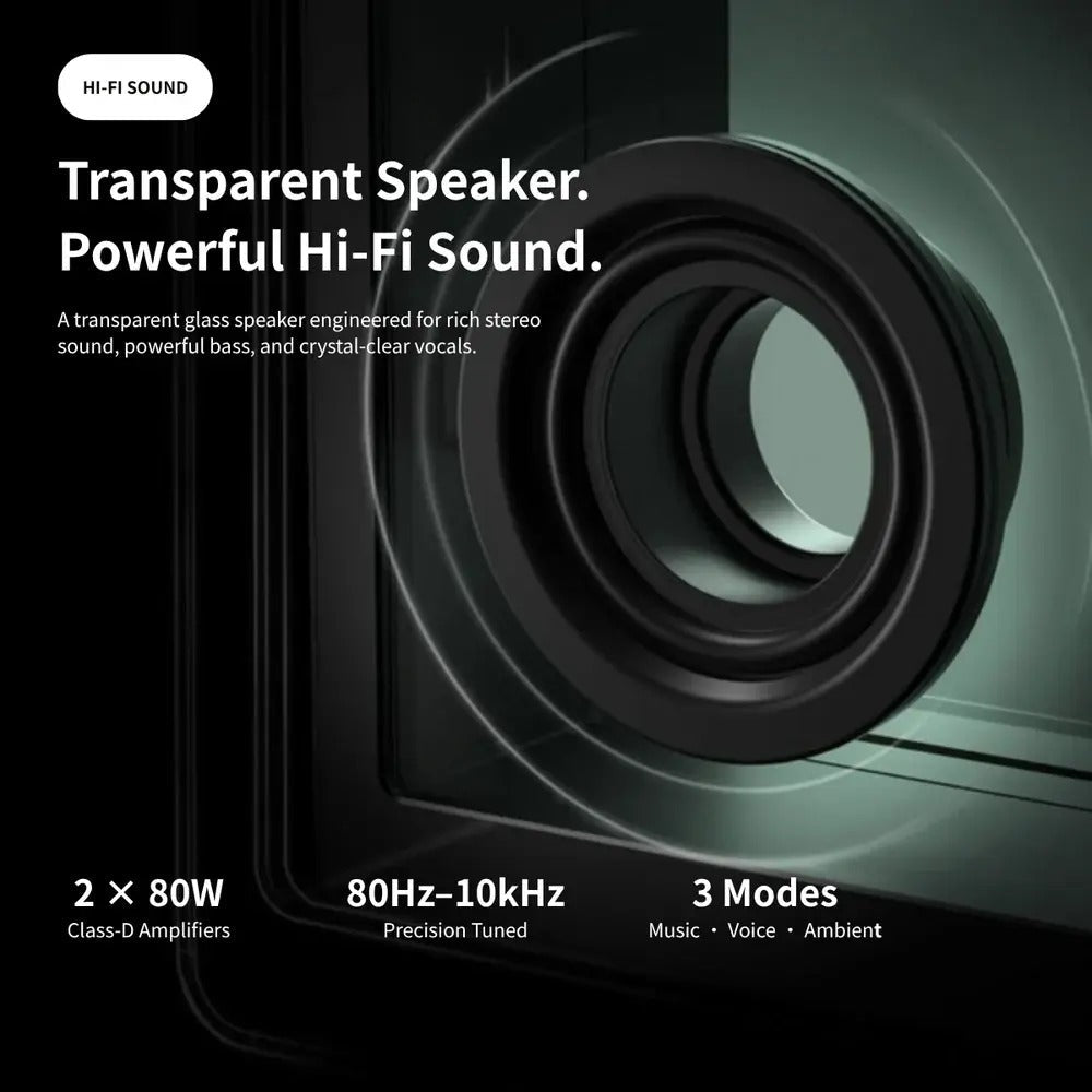 ✨ Transparent Glass Floating Lyrics Smart Speaker | Bluetooth WiFi Hi-Fi Audio with Visual Music Display for Modern Home Decor