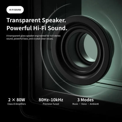 ✨ Transparent Glass Floating Lyrics Smart Speaker | Bluetooth WiFi Hi-Fi Audio with Visual Music Display for Modern Home Decor