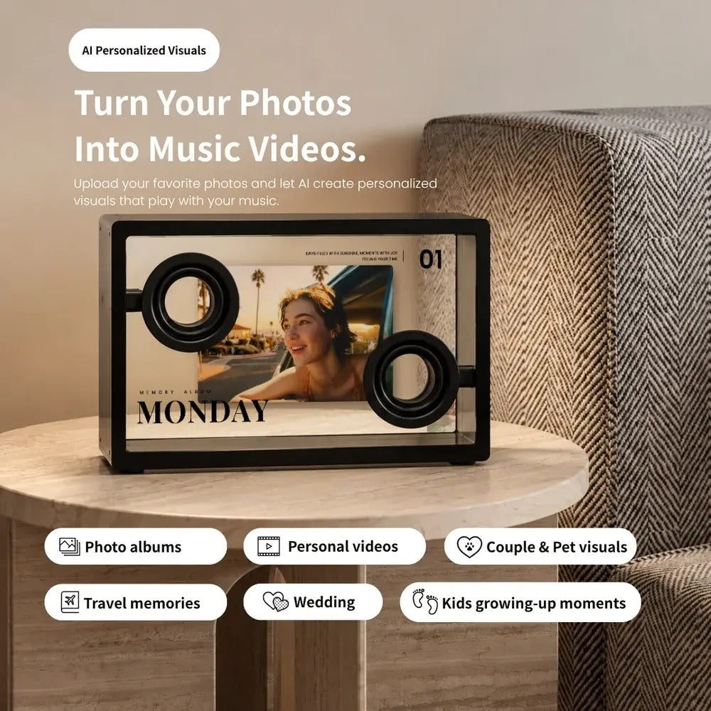 ✨ Transparent Glass Floating Lyrics Smart Speaker | Bluetooth WiFi Hi-Fi Audio with Visual Music Display for Modern Home Decor