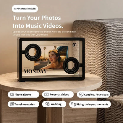 ✨ Transparent Glass Floating Lyrics Smart Speaker | Bluetooth WiFi Hi-Fi Audio with Visual Music Display for Modern Home Decor