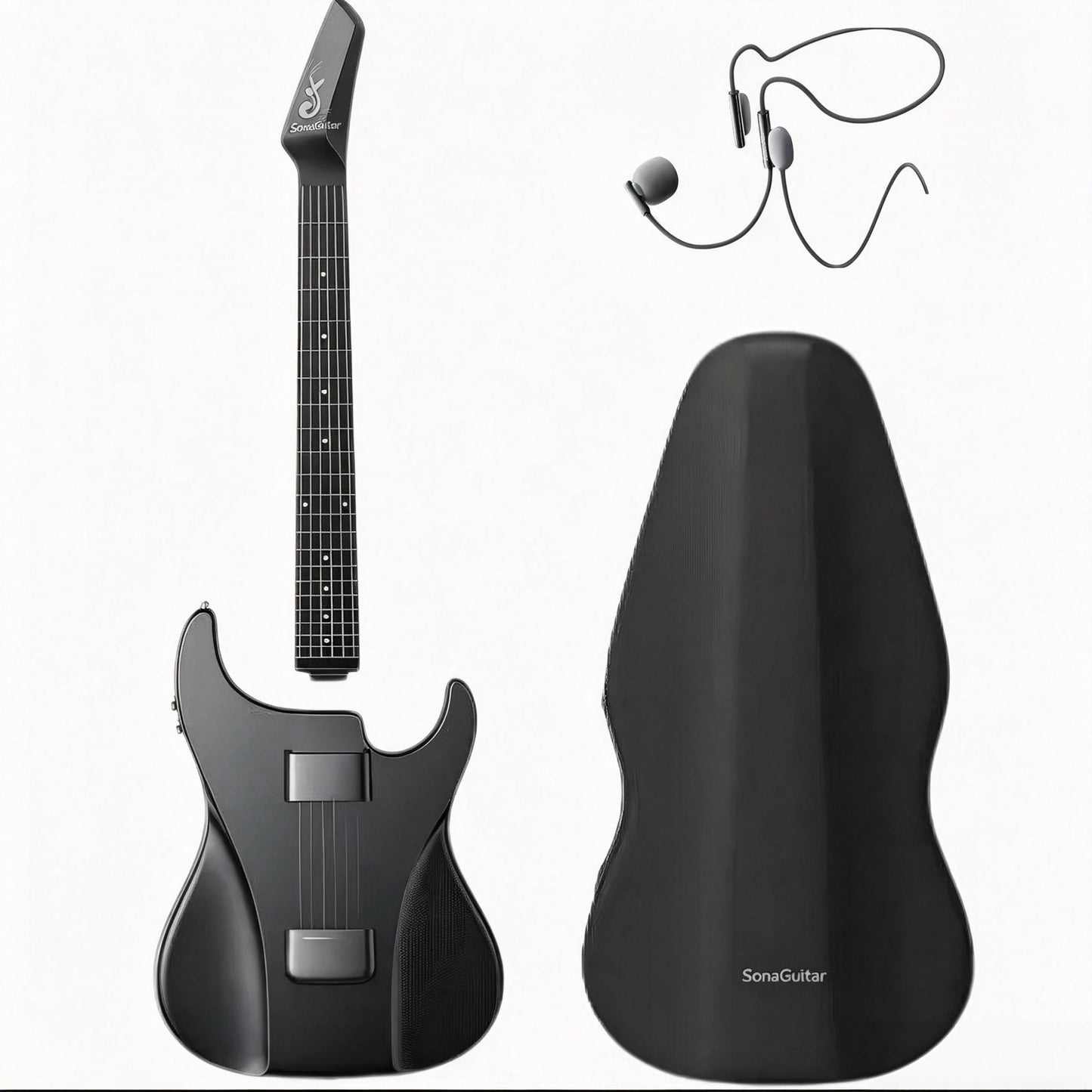 🎸Silent No-Sore-Finger Smart Travel Guitar Black & White for Beginners & Band
