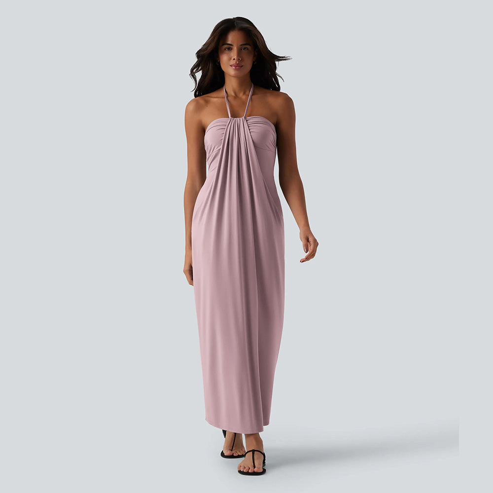 Summer Special Sale - Halter Tie Back Maxi Dress with Pockets