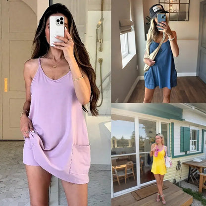 Special SaleWomen's Summer Sleeveless Mini Dress V Neck Spaghetti