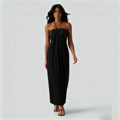 Summer Special Sale - Halter Tie Back Maxi Dress with Pockets