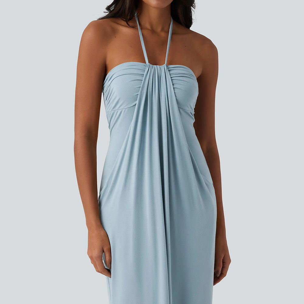 Summer Special Sale - Halter Tie Back Maxi Dress with Pockets