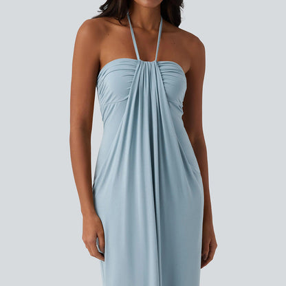 Summer Special Sale - Halter Tie Back Maxi Dress with Pockets