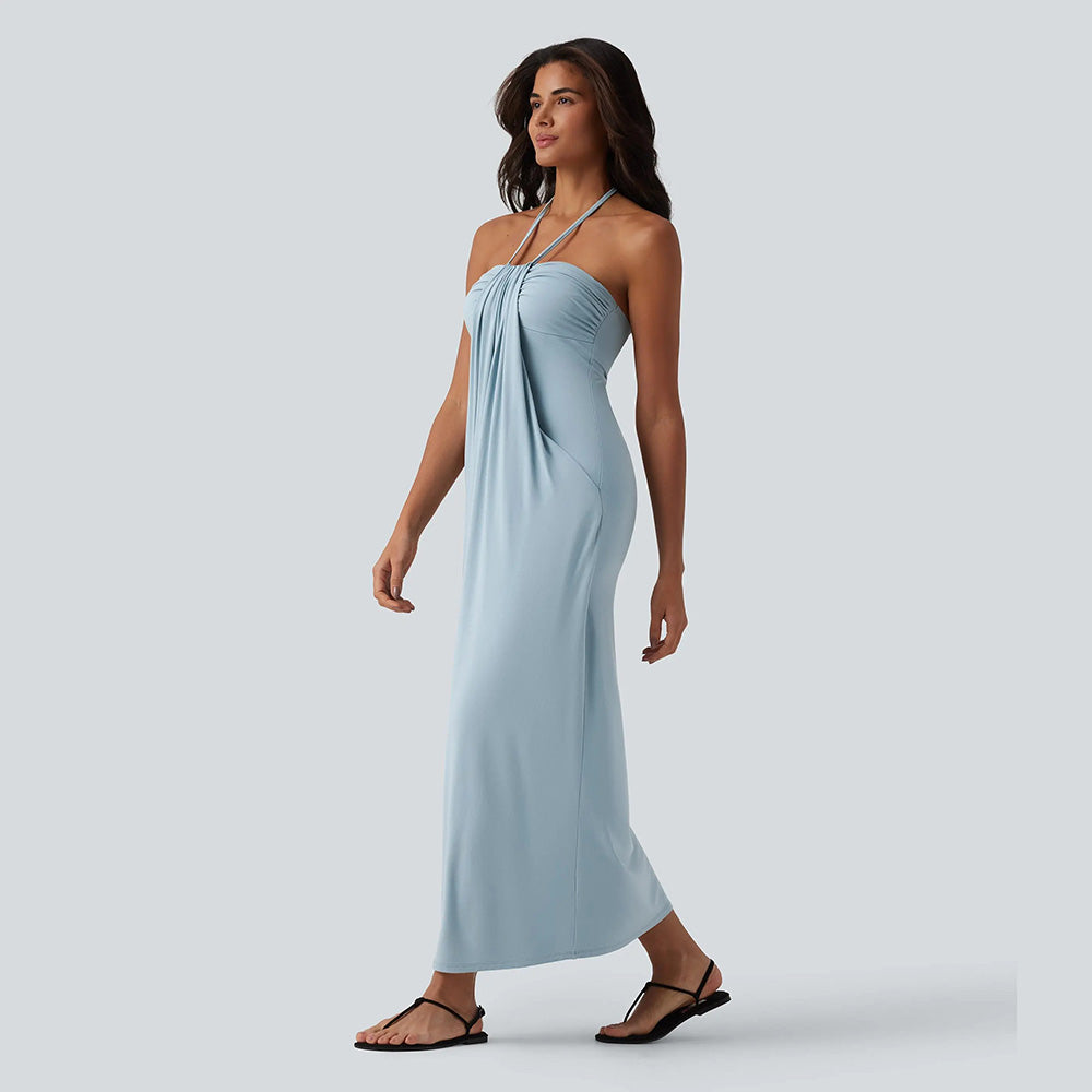 Summer Special Sale - Halter Tie Back Maxi Dress with Pockets