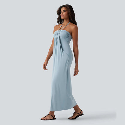 Summer Special Sale - Halter Tie Back Maxi Dress with Pockets