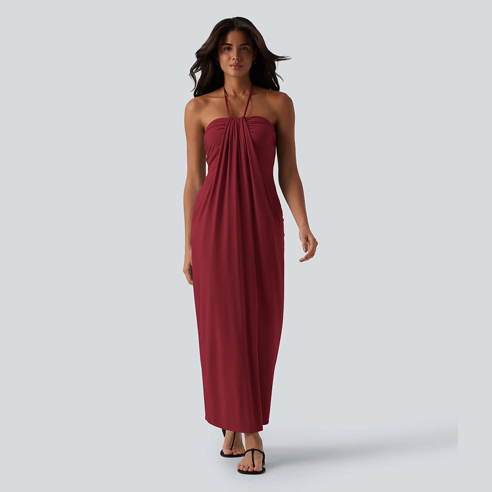 Summer Special Sale - Halter Tie Back Maxi Dress with Pockets