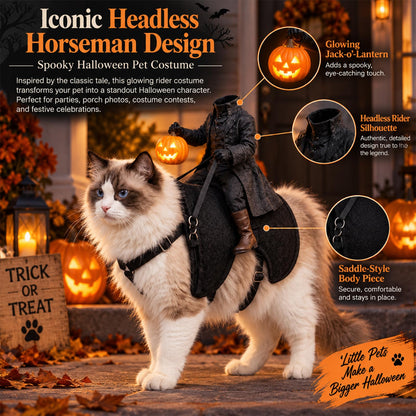 🏇Headless Horseman Dog Costume 🏇, Spooky Halloween Pet Outfit, Funny Cosplay Clothes for Dog & Cat🎃