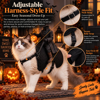 🏇Headless Horseman Dog Costume 🏇, Spooky Halloween Pet Outfit, Funny Cosplay Clothes for Dog & Cat🎃