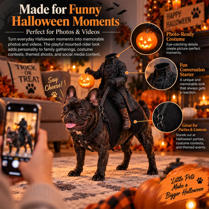 🏇Headless Horseman Dog Costume 🏇, Spooky Halloween Pet Outfit, Funny Cosplay Clothes for Dog & Cat🎃