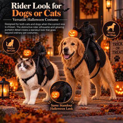 🏇Headless Horseman Dog Costume 🏇, Spooky Halloween Pet Outfit, Funny Cosplay Clothes for Dog & Cat🎃