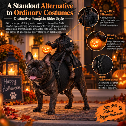 🏇Headless Horseman Dog Costume 🏇, Spooky Halloween Pet Outfit, Funny Cosplay Clothes for Dog & Cat🎃