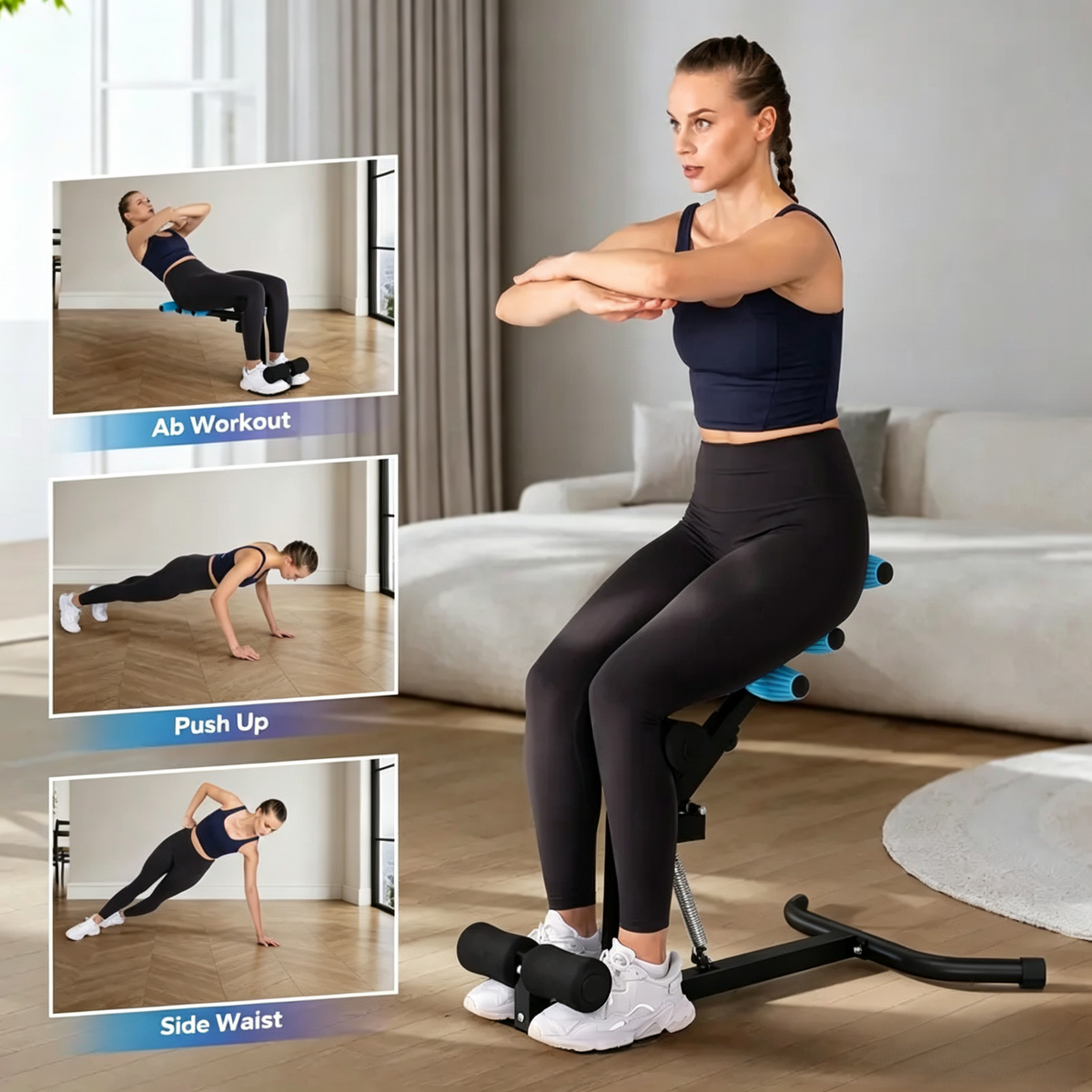🏋️ All‑in‑One Multi‑Function Deep Squat Trainer | Compact Home Gym, 300‑LBS Capacity, Joint‑Friendly for Glute Lifting, Leg Shaping, Abs & Push‑Ups