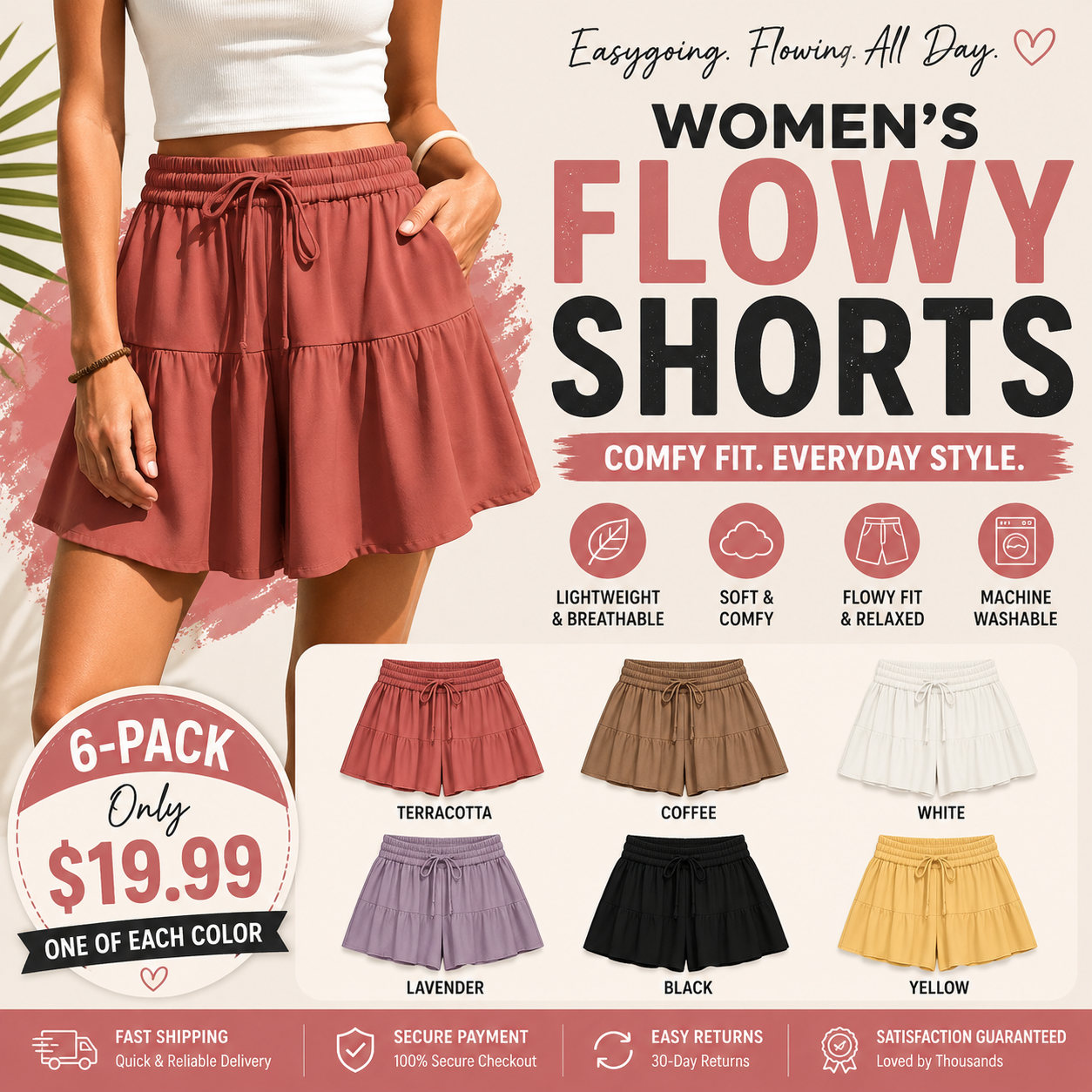 Women's Linen Blend Wide Leg Culotte Shorts