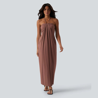 Summer Special Sale - Halter Tie Back Maxi Dress with Pockets