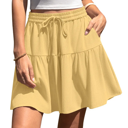Women's Linen Blend Wide Leg Culotte Shorts