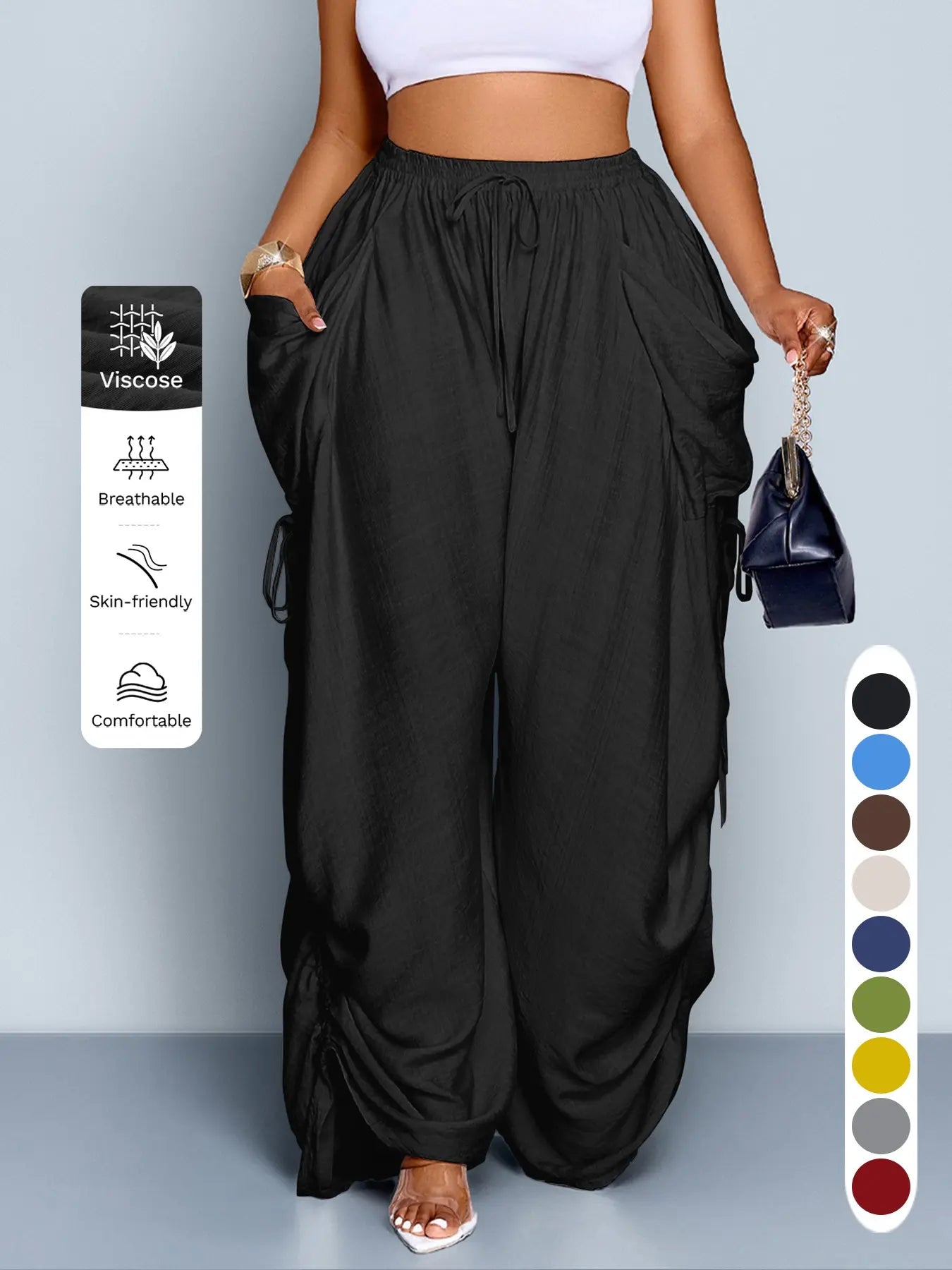 Women's Casual Loose-Fit Wide Leg Pants - All-Season Comfort