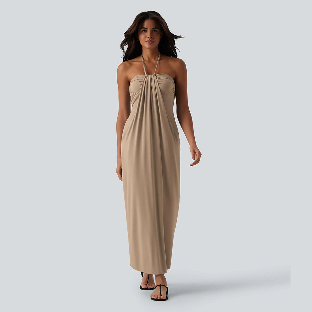 Summer Special Sale - Halter Tie Back Maxi Dress with Pockets