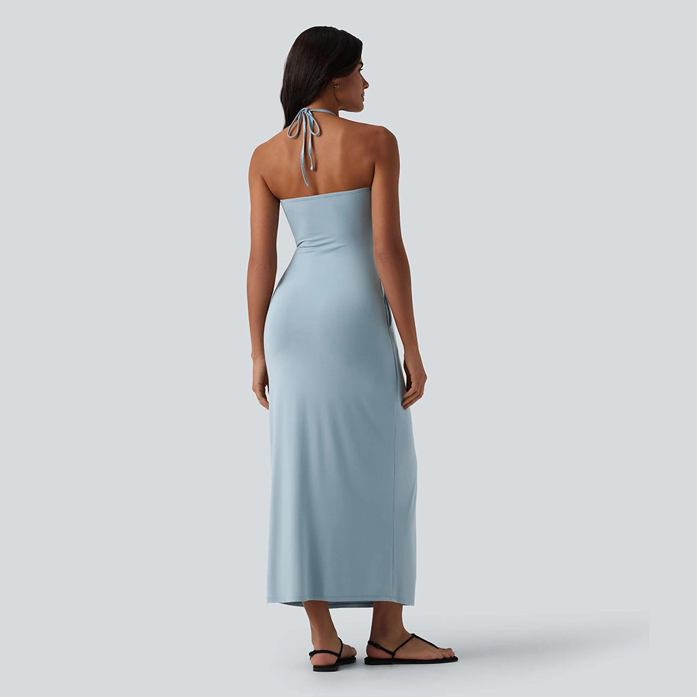 Summer Special Sale - Halter Tie Back Maxi Dress with Pockets