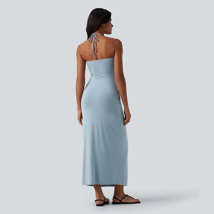 Summer Special Sale - Halter Tie Back Maxi Dress with Pockets