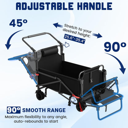 Heavy Duty 2-in-1 Folding Wagon, Collapsible Utility Cart, 400lb Capacity, All-Terrain Wheels with Brakes & Side Pockets
