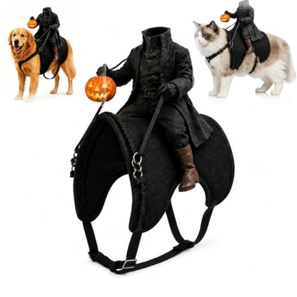 🏇Headless Horseman Dog Costume 🏇, Spooky Halloween Pet Outfit, Funny Cosplay Clothes for Dog & Cat🎃