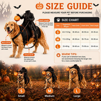 🏇Headless Horseman Dog Costume 🏇, Spooky Halloween Pet Outfit, Funny Cosplay Clothes for Dog & Cat🎃