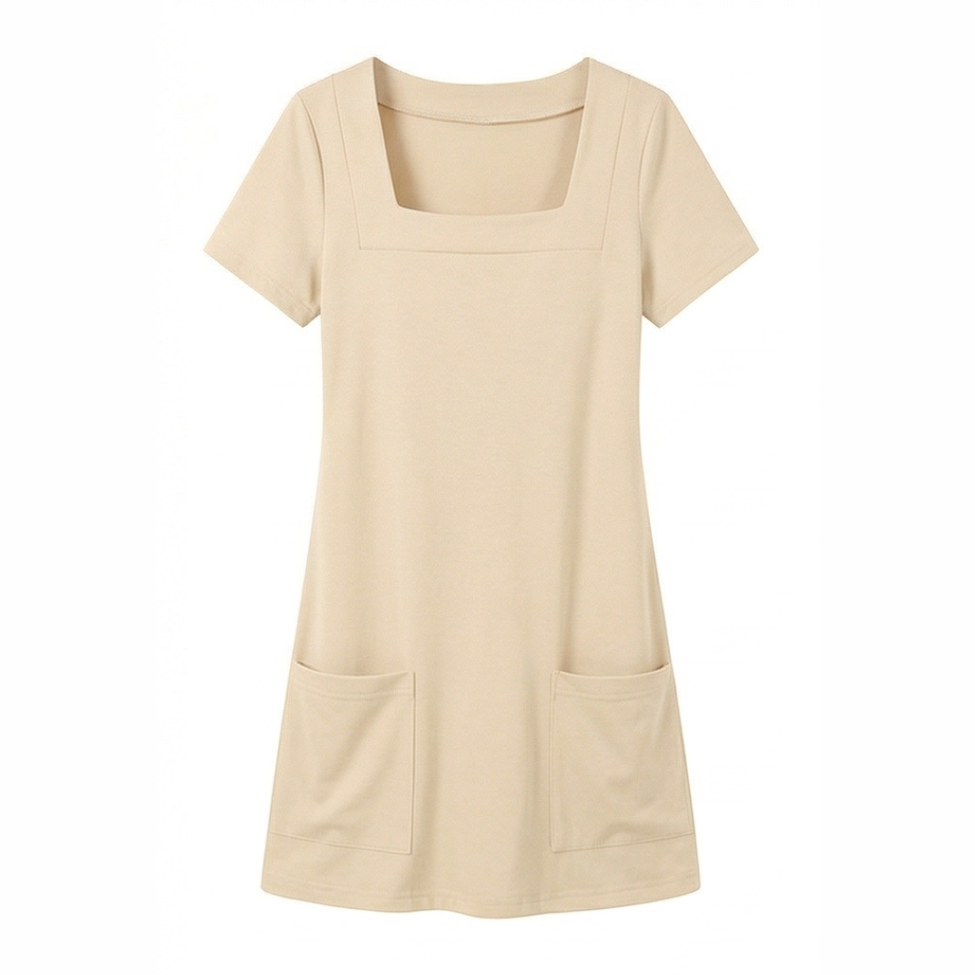 Square Neck Bodycon Mini Dress with Pockets