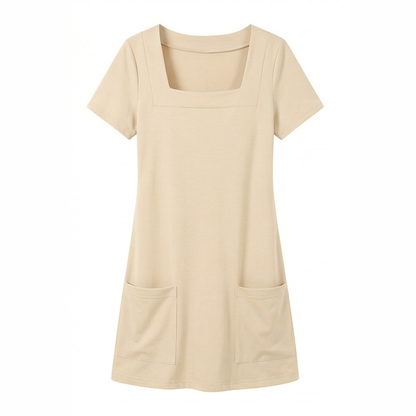 Square Neck Bodycon Mini Dress with Pockets