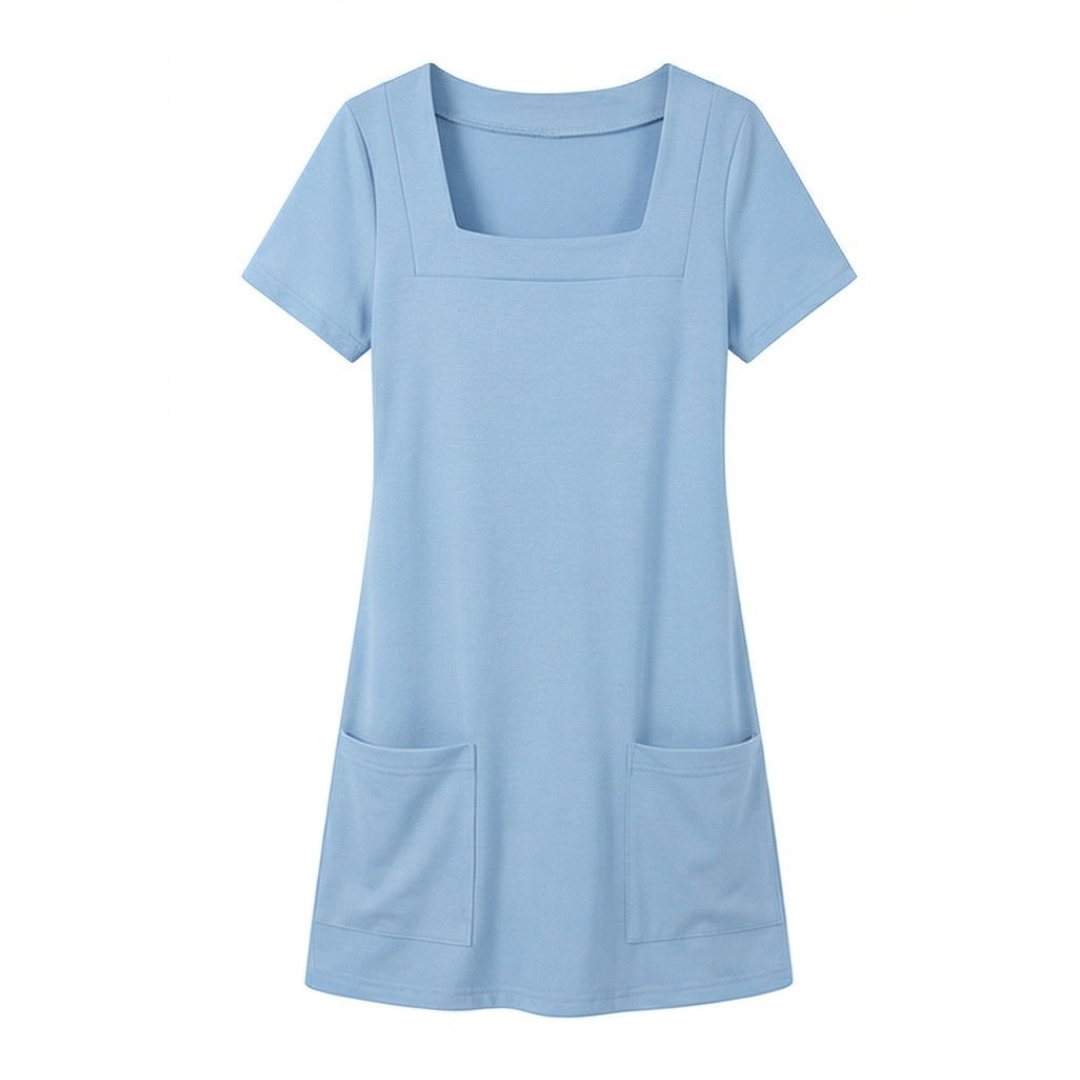 Square Neck Bodycon Mini Dress with Pockets