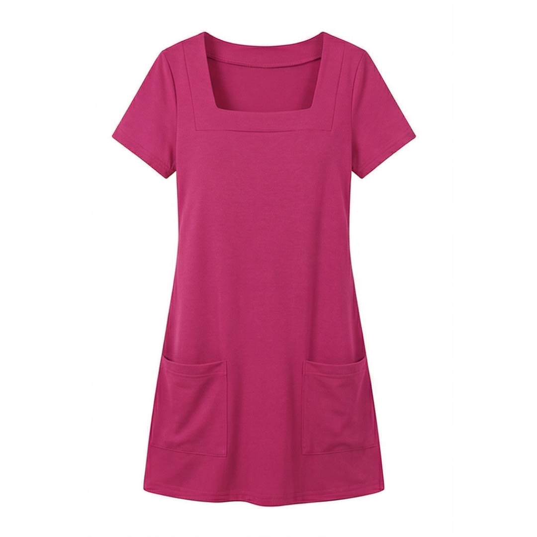 Square Neck Bodycon Mini Dress with Pockets