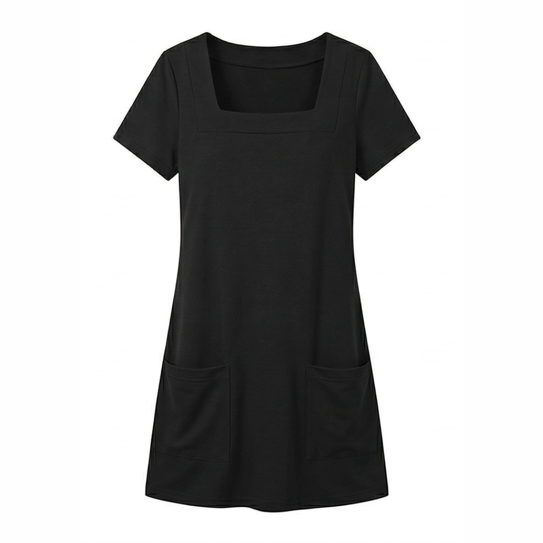 Square Neck Bodycon Mini Dress with Pockets