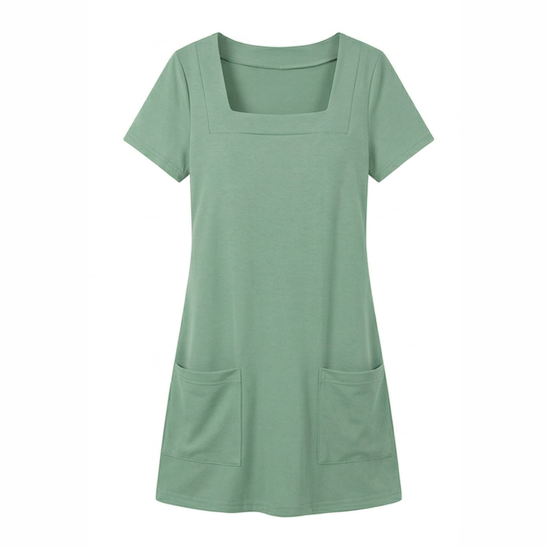 Square Neck Bodycon Mini Dress with Pockets