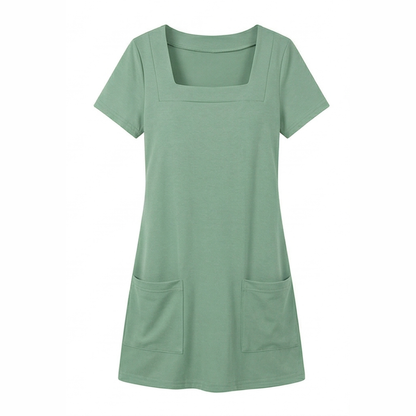 Square Neck Bodycon Mini Dress with Pockets