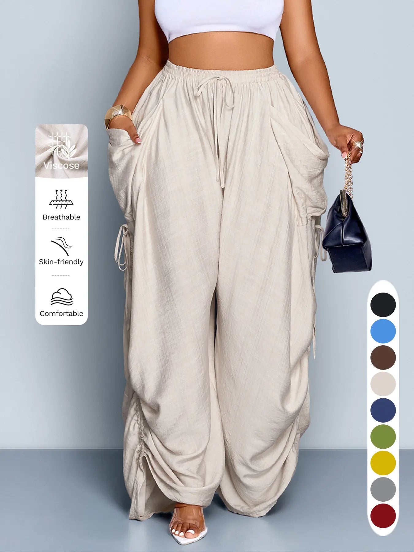 Women's Casual Loose-Fit Wide Leg Pants - All-Season Comfort