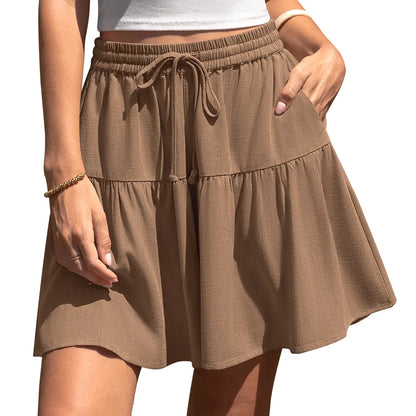 Women's Linen Blend Wide Leg Culotte Shorts