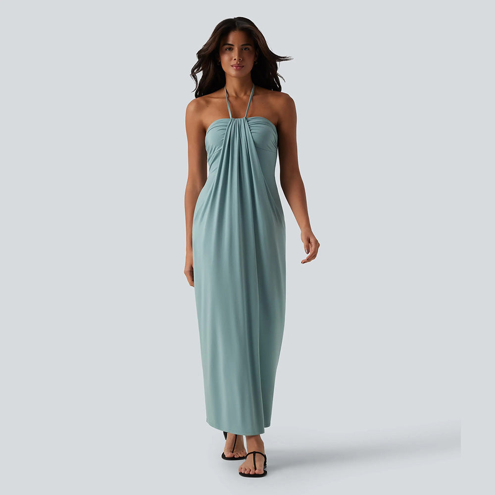 Summer Special Sale - Halter Tie Back Maxi Dress with Pockets