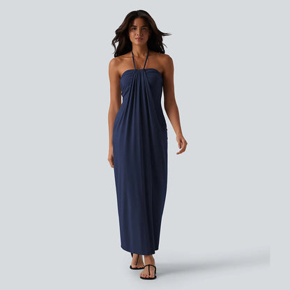 Summer Special Sale - Halter Tie Back Maxi Dress with Pockets