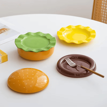 The Burger Stack Collection: Playful Ceramic Sets That Stack into a Perfect Burger