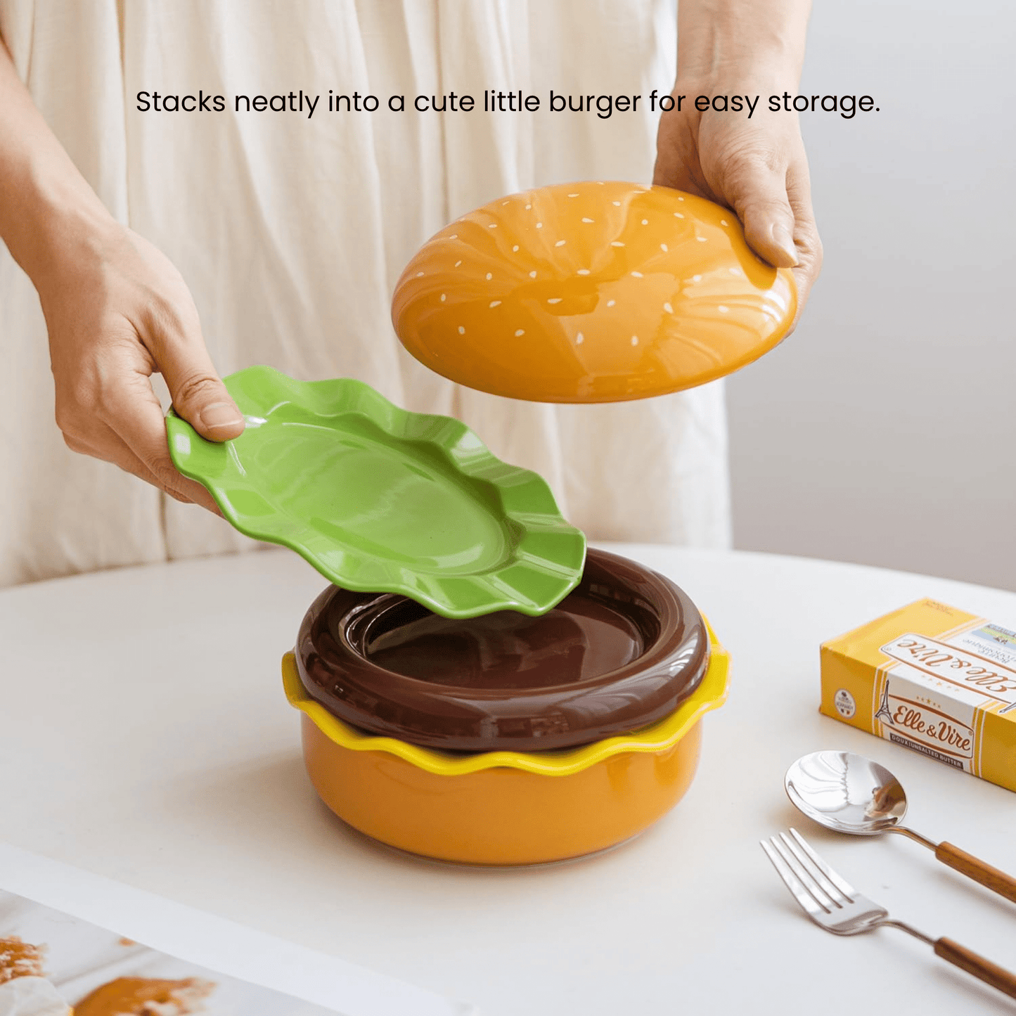 The Burger Stack Collection: Playful Ceramic Sets That Stack into a Perfect Burger