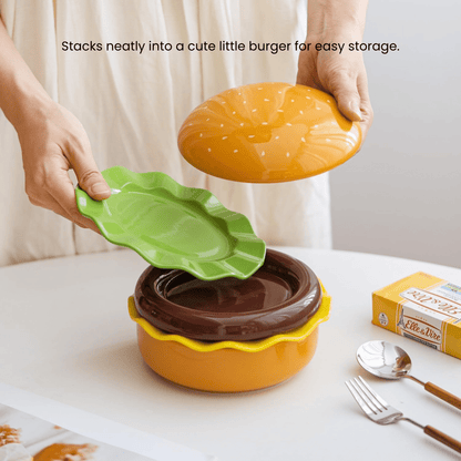 The Burger Stack Collection: Playful Ceramic Sets That Stack into a Perfect Burger