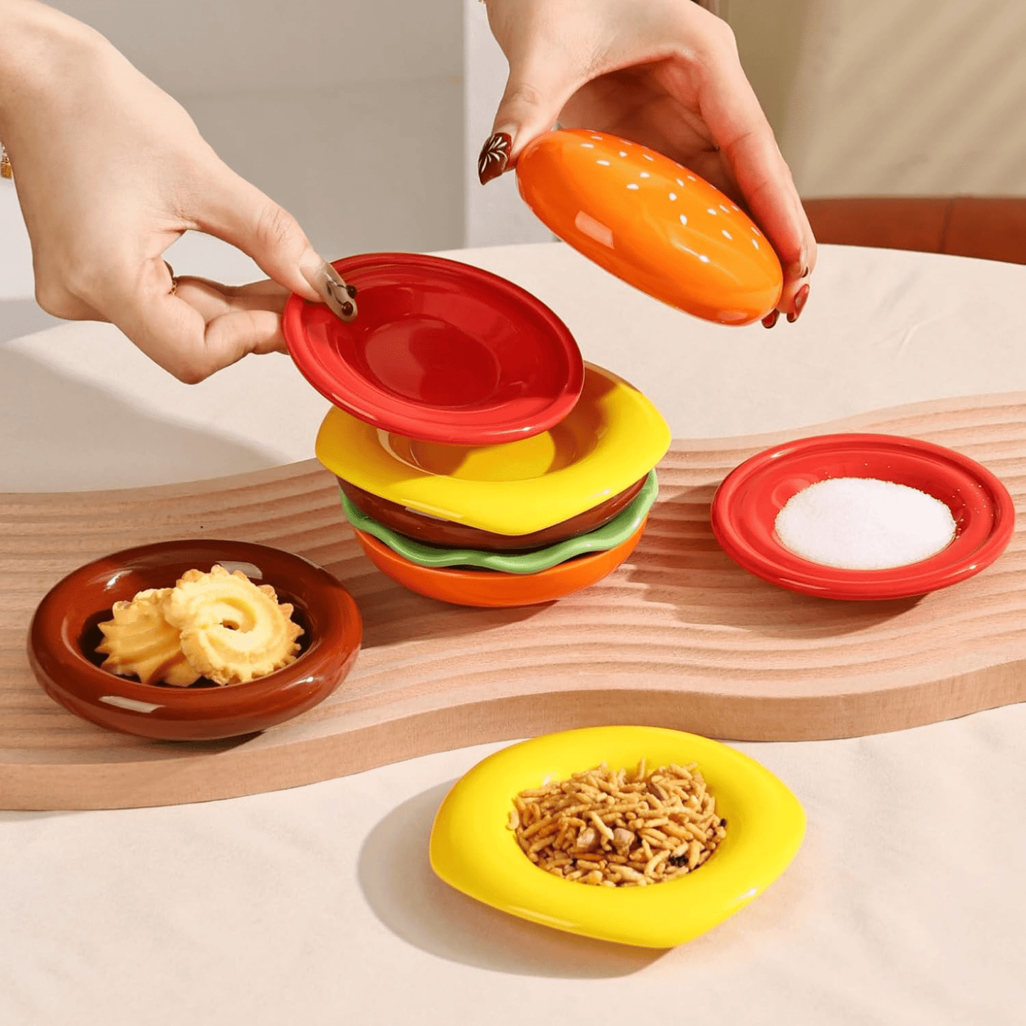 The Burger Stack Collection: Playful Ceramic Sets That Stack into a Perfect Burger
